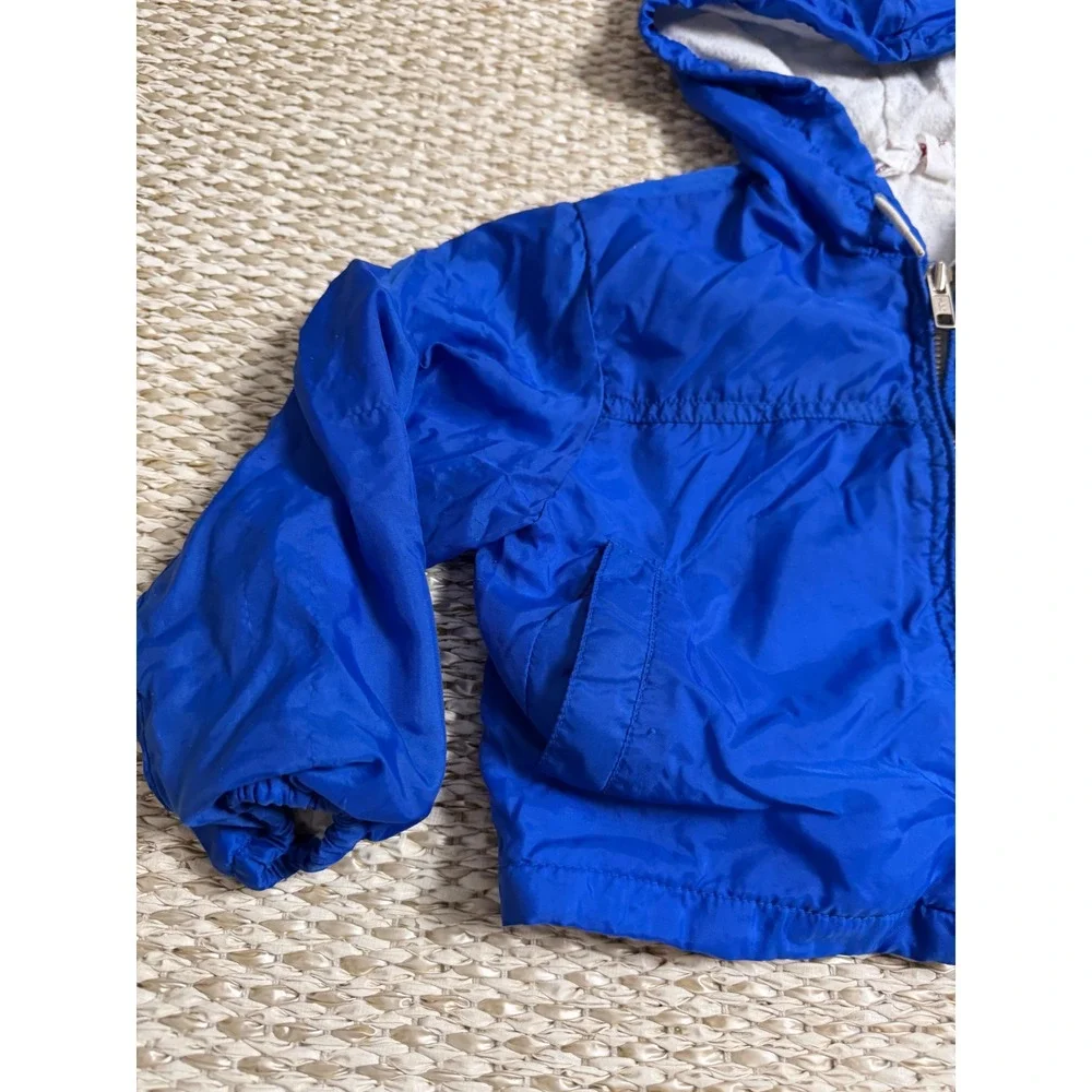 Vintage Blue Hooded Windbreaker Jacket Toddler 24M Lining 80's skate surf Retro